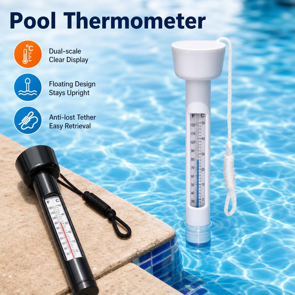 Planted Aquarium Temperature - Schwimmendes Pool-Thermometer mit Schnur, Wassertemperatur-Tester für